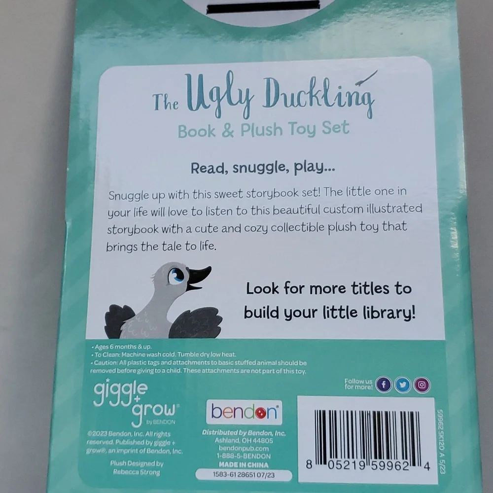 NWT Ugly Duckling Book/Squishees Plush Toy - Picture 4 of 7